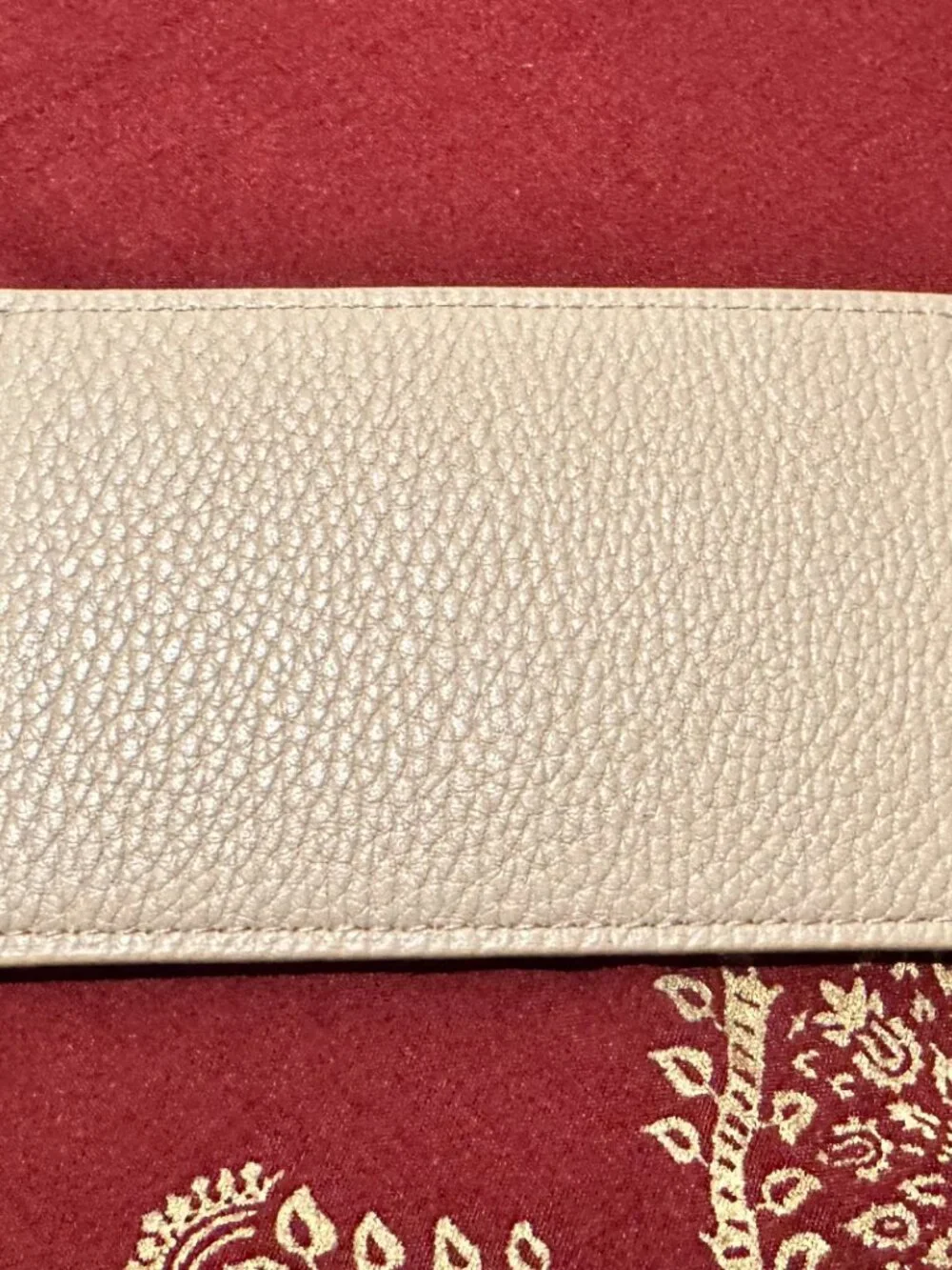 Giorgio Armani Cream Pebbled Leather Card Holder and Silk Eye Mask Bundle